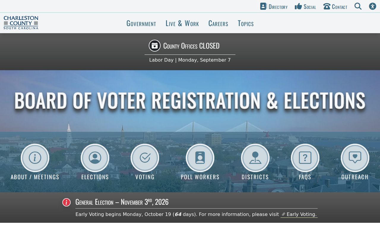 Charleston County residents directory elections office