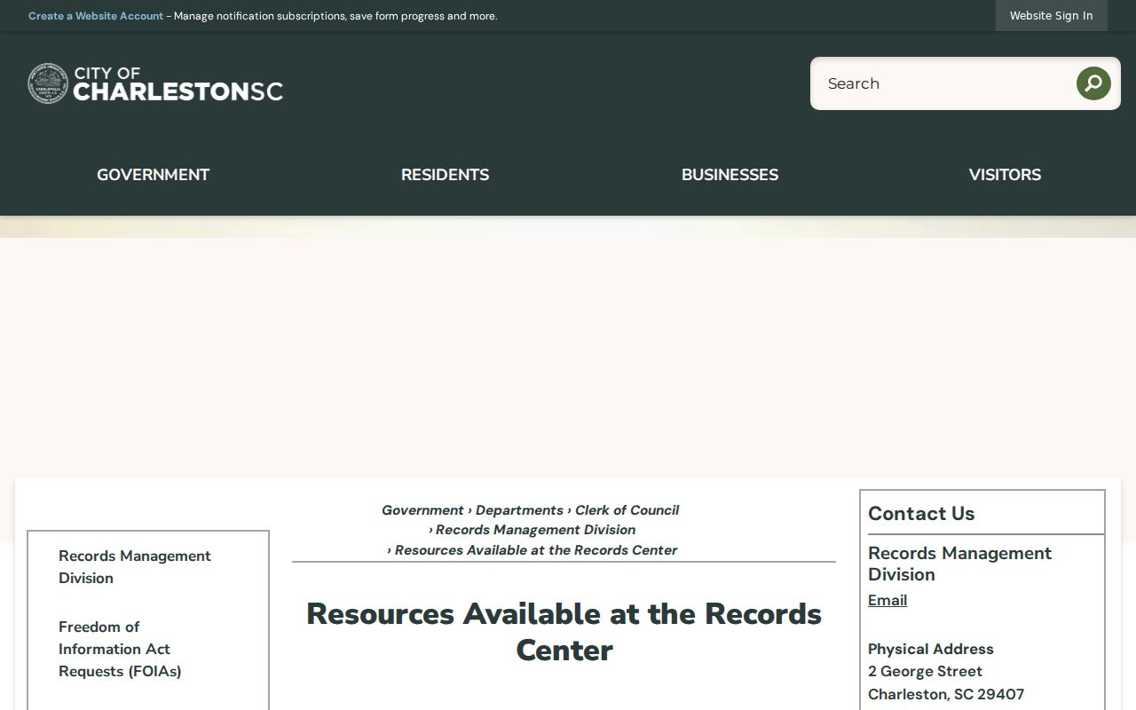 Charleston County residents directory City Records Center