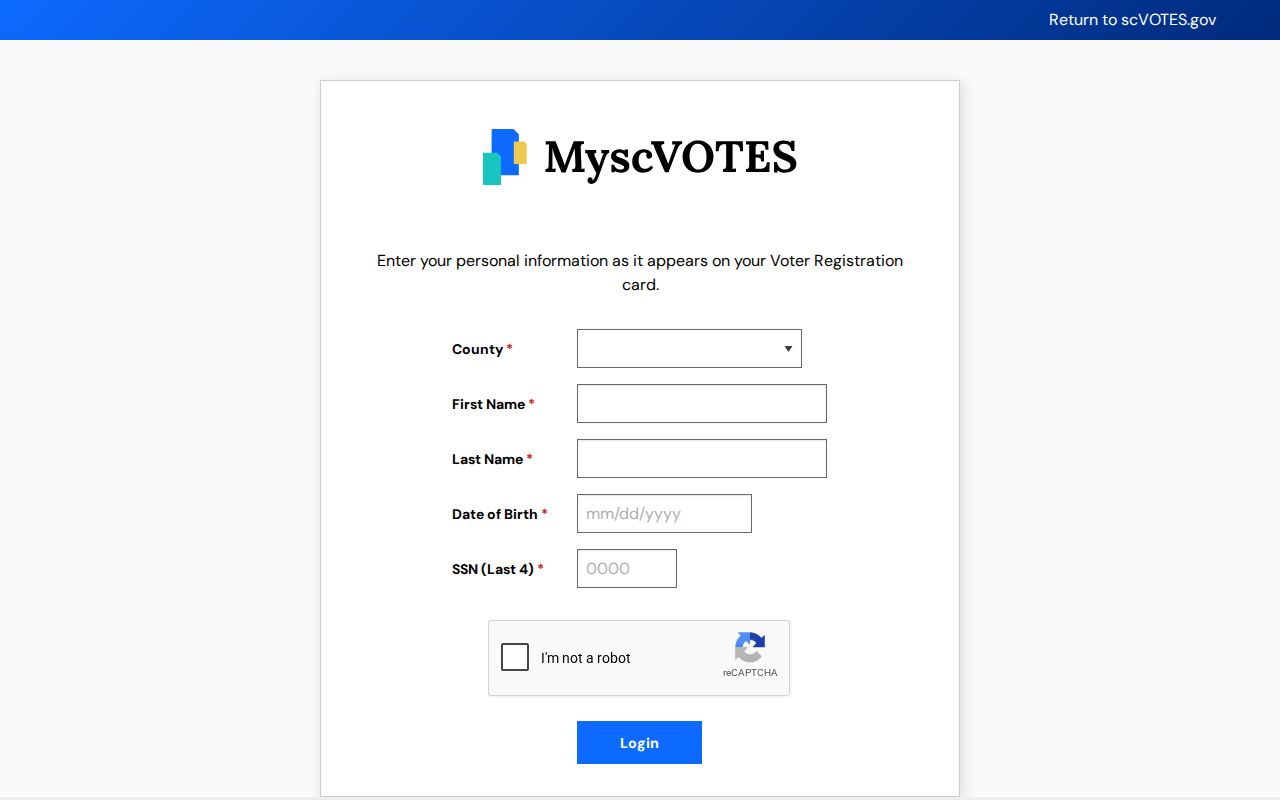 Charleston County residents directory MySCVotes login